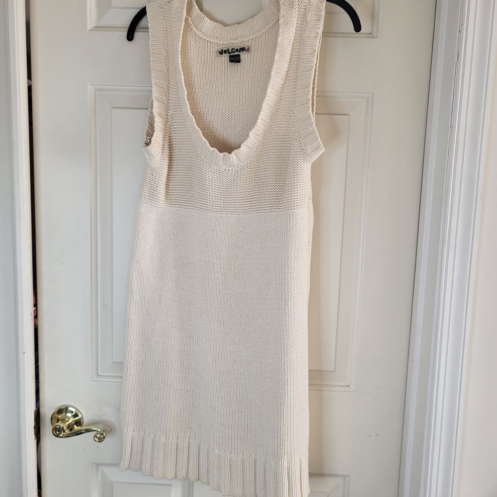 Volcom Cream 100% Cotton Knit Midi Dress - Large